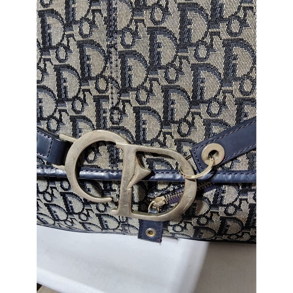 Authentic CHRISTIAN DIOR Monogram Flap Messenger Navy Blue - Picture 15 of 16
